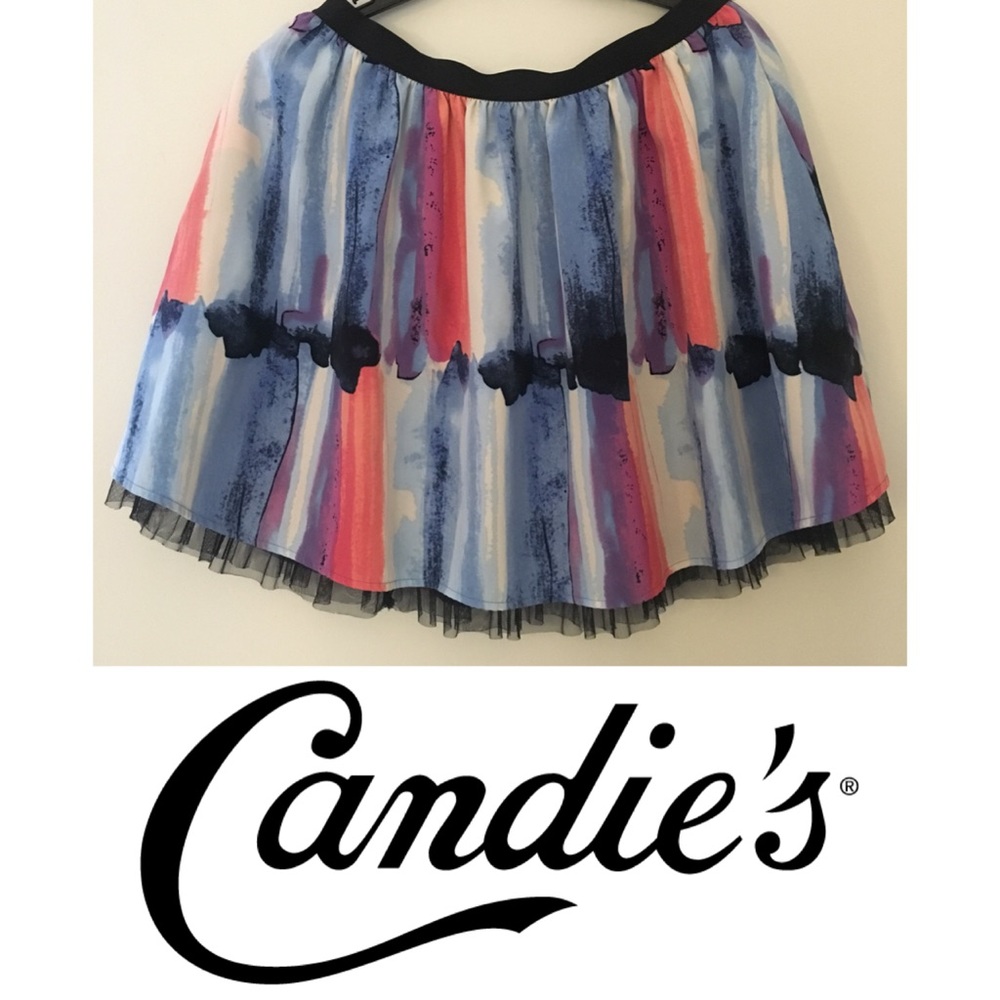 Candie’s Abstract Print Tulle Layered Skirt Size M
